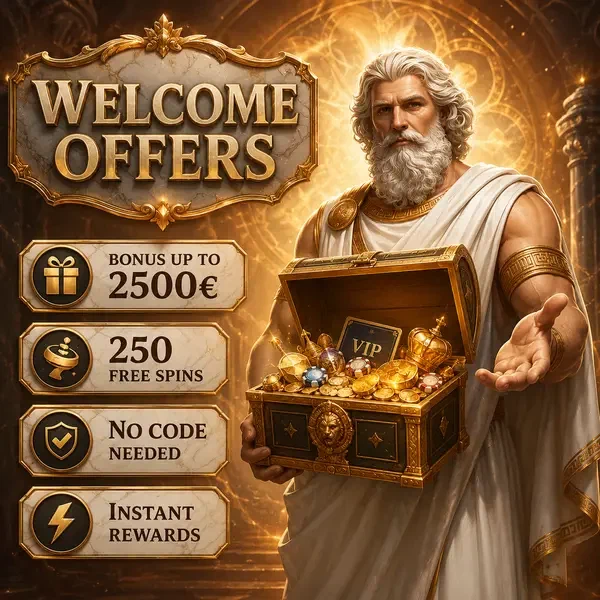 Edle Figur enthüllt Schatztruhe gefüllt mit Willkommensbonus-Paket und Sofortprämien für neue Spieler zur Registrierung