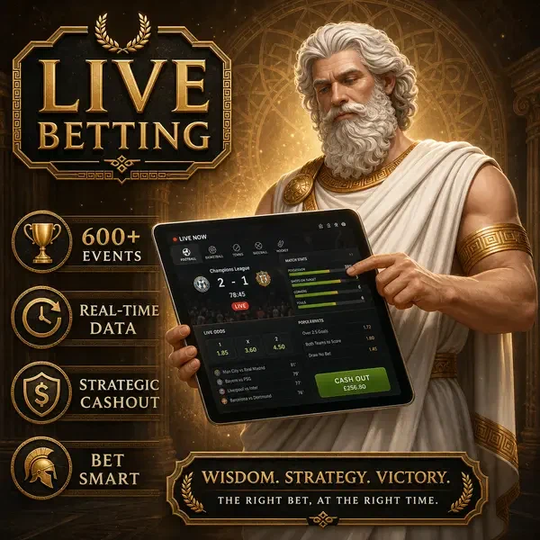 Weiser Charakter analysiert Sportwetten-Daten auf leuchtendem Tablet an der Savaspin Live Sportsbook-Oberfläche